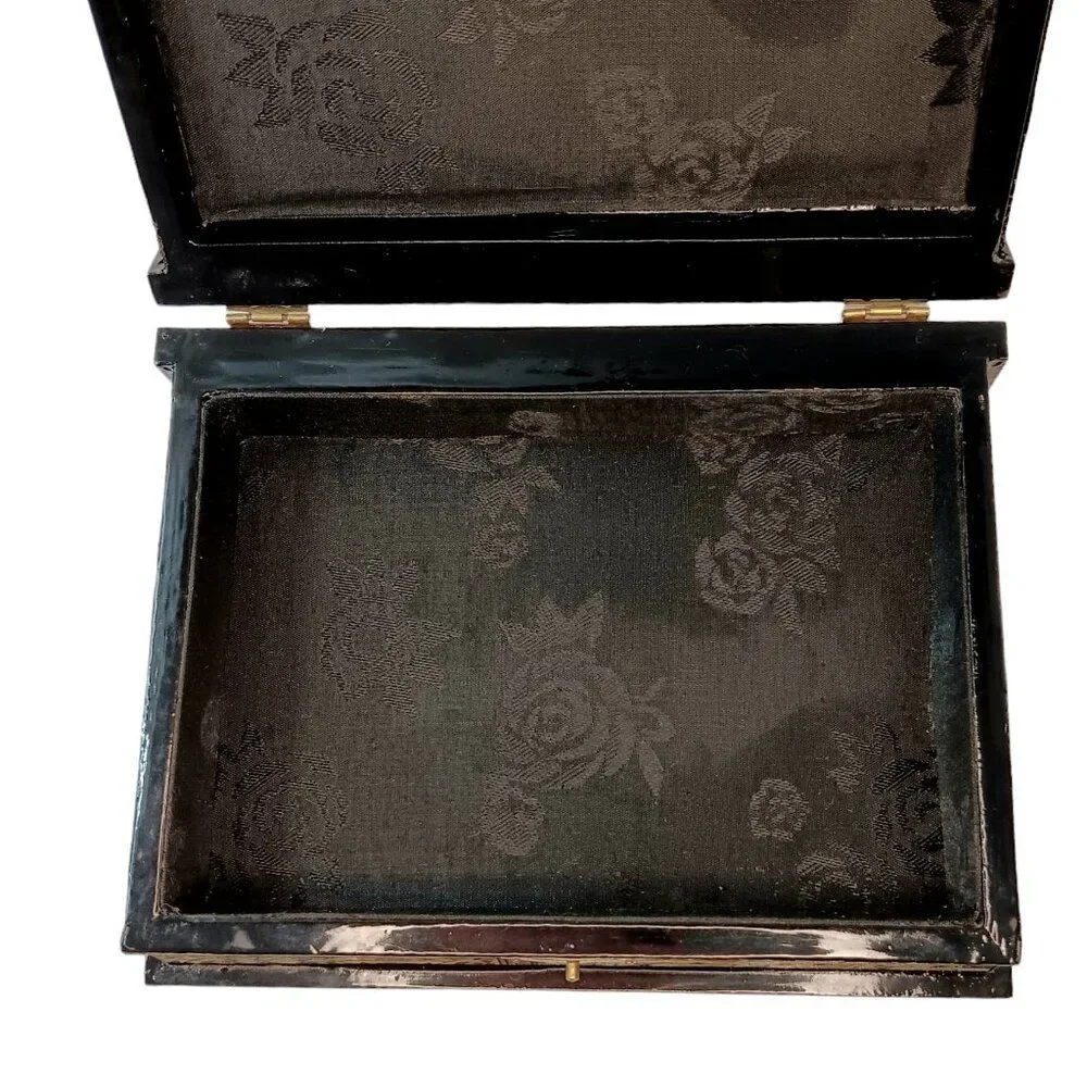 Decoupaged Laquer Box Alphonse Mucha La Peinture Laquered Trinket Jewelry Box